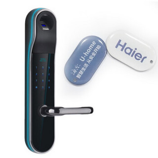 海尔（Haier）指纹锁 家用防盗门智能锁密码锁电子门锁 左开右开通用版 有天地钩 HL-33PF3 枪黑色 枪黑色门卡套坟