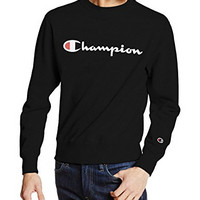 Champion 男式 圆领运动衫 基本款 黑色 S码 