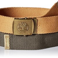 Timberland 添柏岚 男士板扣纯棉腰带 2件装 橄榄色 均码 