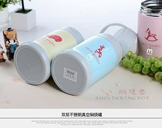 沐沫 真空不锈钢带提手焖烧杯罐 粉色 500ml 