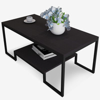 帅力  SL17086C 茶几 双层黑胡桃+黑架
