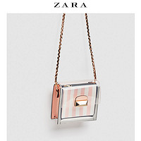 ZARA TRF 13618304050 透明条纹两用包 粉红色