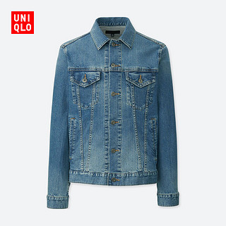 UNIQLO 优衣库405198 男士水洗牛仔夹克 深蓝色 S 