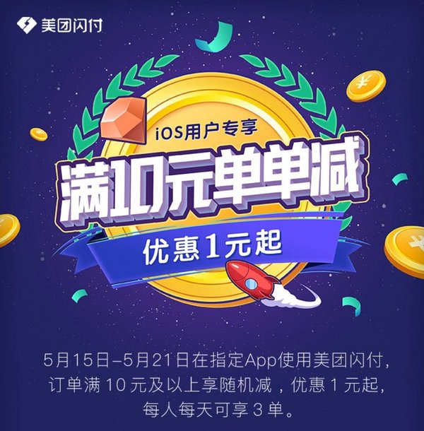 美团闪付 Apple Pay用户专享