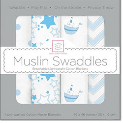 SwaddleDesigns Muslin 婴儿包巾 4条装