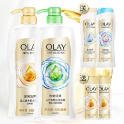 OLAY 玉兰油 精油香氛沐浴露 深润滋养650ml+水嫩清爽650ml+亮爽/莹亮珍珠200ml*2+深润滋养100ml*2 *2件