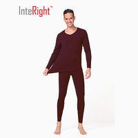 INTERIGHT 男士 莫代尔棉V领保暖内衣套装 紫色 M