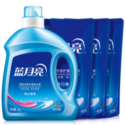 蓝月亮洗衣液12斤套装:亮白增艳薰衣草3kg瓶+1kg袋*3 *4件