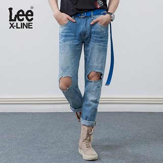 Lee 李 X-line 系列 L157223QJ8MS 男士破洞水洗牛仔裤