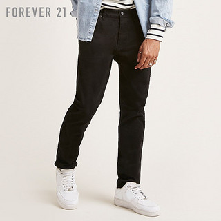 FOREVER 21 男士棉质斜纹修身长裤 葡萄酒红 36 