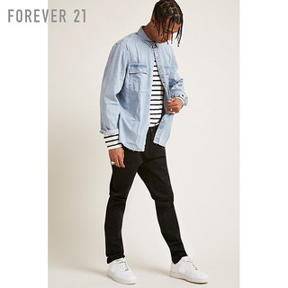 FOREVER 21 男士棉质斜纹修身长裤 葡萄酒红 32 