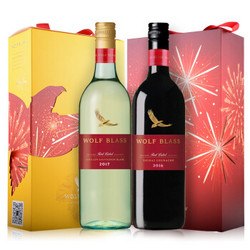 澳大利亚进口 纷赋（WolfBlass）红牌  赛美容长相思+设拉子歌海娜葡萄酒礼盒装 750ml*2瓶 *9件
