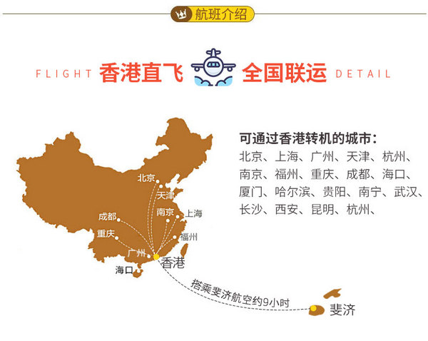 蜜月旅行：香港（全国18个城市可申请联运）-斐济8天6晚自由行 主岛+外岛搭配住宿