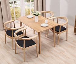 TIMI 天米 白橡木餐桌椅组合 1.2米日式餐桌 4把总统椅