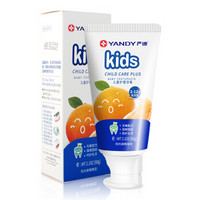 YANDY 严迪 2-6-12岁乳牙宝儿童牙膏60g 无氟 木糖醇防蛀 甜橙香型