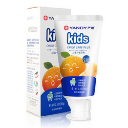 严迪（YANDY）2-12岁 乳牙宝 儿童牙膏 60g  甜橙味 *4件