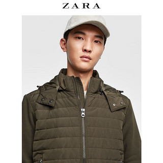 ZARA 00706402507 男士立领可拆连帽拼接棉服夹克