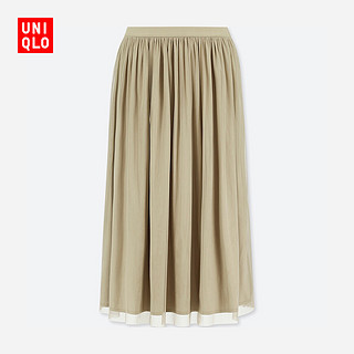 UNIQLO 优衣库 406834 双面穿薄纱半身裙 深米色 S 