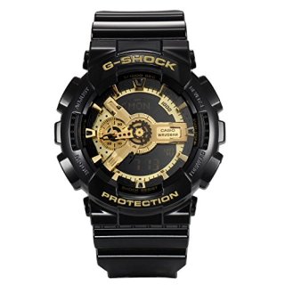 CASIO 卡西欧 G-SHOCK系列 GA-110GB 男士石英手表 51.2mm 黑金盘 黑色树脂带 圆形