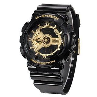 CASIO 卡西欧 G-SHOCK系列 GA-110GB 男士石英手表 51.2mm 黑金盘 黑色树脂带 圆形