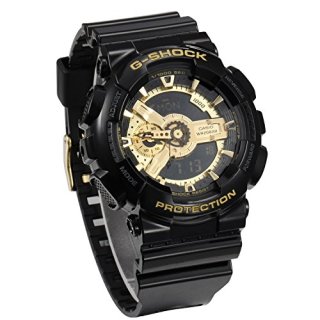 CASIO 卡西欧 G-SHOCK系列 GA-110GB 男士石英手表 51.2mm 黑金盘 黑色树脂带 圆形