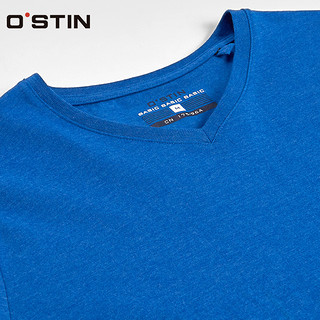 OSTIN MT6S14 男士纯色V领T恤 海军蓝 L 