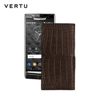 VERTU 纬图 NEW SIGNATURE TOUCH 手机套 可可棕色鳄鱼皮卡包式