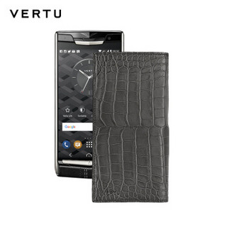 VERTU 纬图 NEW SIGNATURE TOUCH 手机套 岩石灰鳄鱼皮卡包式