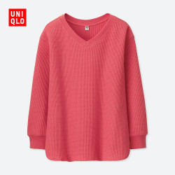 优衣库 UNIQLO 优衣库 406564 女士华夫格V领T恤