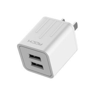 rock洛克手机充电器21a双口白色