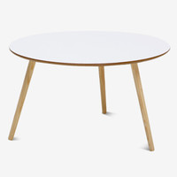 木以成居 茶几 伊姆斯款实木咖啡桌洽谈边桌笔记本电脑桌 圆形大号白色LY-4028