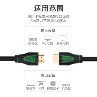 UGREEN 绿联 HDMI数字高清线 绿黑 3.0米