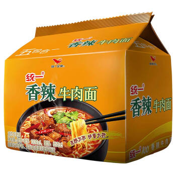 统一 香辣牛肉味 方便面 包装 100g*5包
