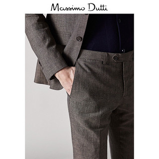 Massimo Dutti 00090140763 男士修身款格纹亚麻西裤 