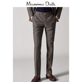 Massimo Dutti 00090140763 男士修身款格纹亚麻西裤 