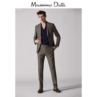 Massimo Dutti 00090140763 男士修身款格纹亚麻西裤  38 