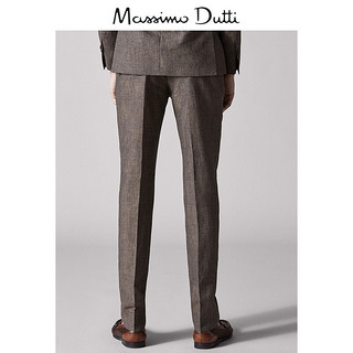 Massimo Dutti 00090140763 男士修身款格纹亚麻西裤  38 