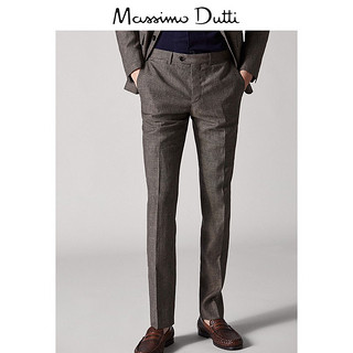 Massimo Dutti 00090140763 男士修身款格纹亚麻西裤  38 