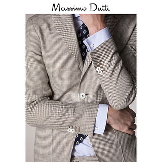 Massimo Dutti 02036098710 男士修身版千鸟格纹亚麻西服