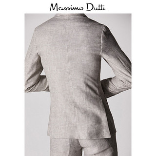 Massimo Dutti 02036098710 男士修身版千鸟格纹亚麻西服