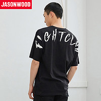 JASONWOOD 男士宽松T恤背部印花 黑 M 