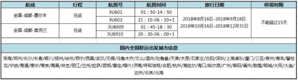 四川航空 全国多地-澳洲墨尔本/新西兰奥克兰往返含税机票