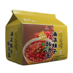 统一巧面馆油泼辣子酸汤面方便面116g5袋3件