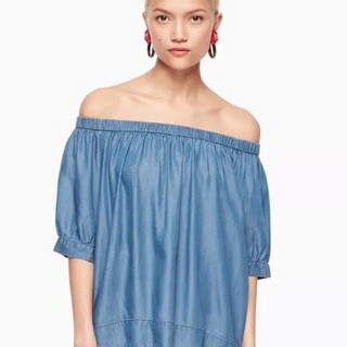 kate spade 凯特丝蓓 chambray off the shoulder 女士一字肩上衣