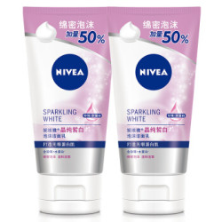 妮维雅(NIVEA)晶纯皙白泡沫洁面乳150g双支套装(洗面奶 护肤化妆品) *4件
