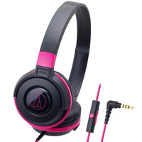 audio-technica 铁三角 ATH-S100IS S100IS 线控头戴式耳机 黑粉色