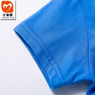 小米皮 儿童纯棉短袖T恤 浅蓝汉堡 110cm 