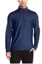 Calvin Klein Mens 1/4 Zip Long Sleeve Blue Lifestyle Shirt, XL