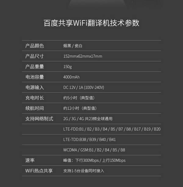 不会日语也能自由行!中日实时互译翻译机 带wifi上网功能 无限4G流量