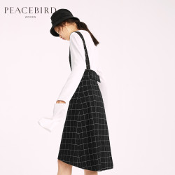 吊带连衣裙太平鸟女装2018春装新款格纹无袖